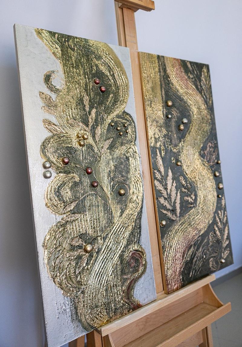 Диптих: «Мысли о хохломе. Абстракция» — 80 × 90 см