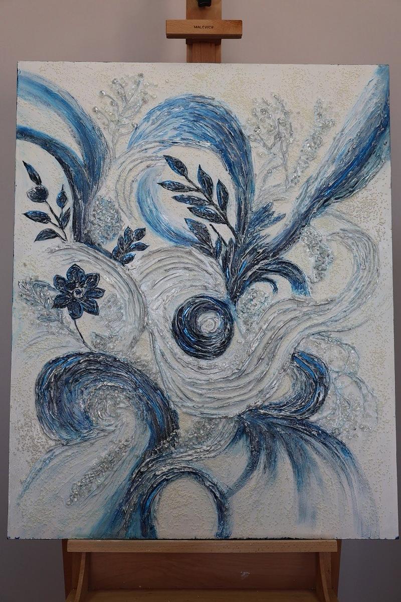 Моя Гжель. Мой Дом. Мое прочтение гжели. Абстракция — 80 × 100 см