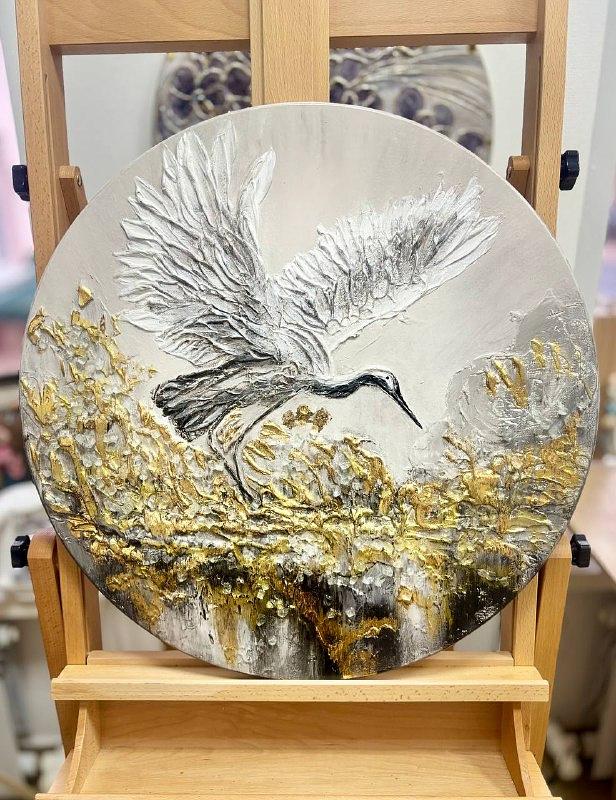 Золотой журавлик — 60 × 60 × 3 см