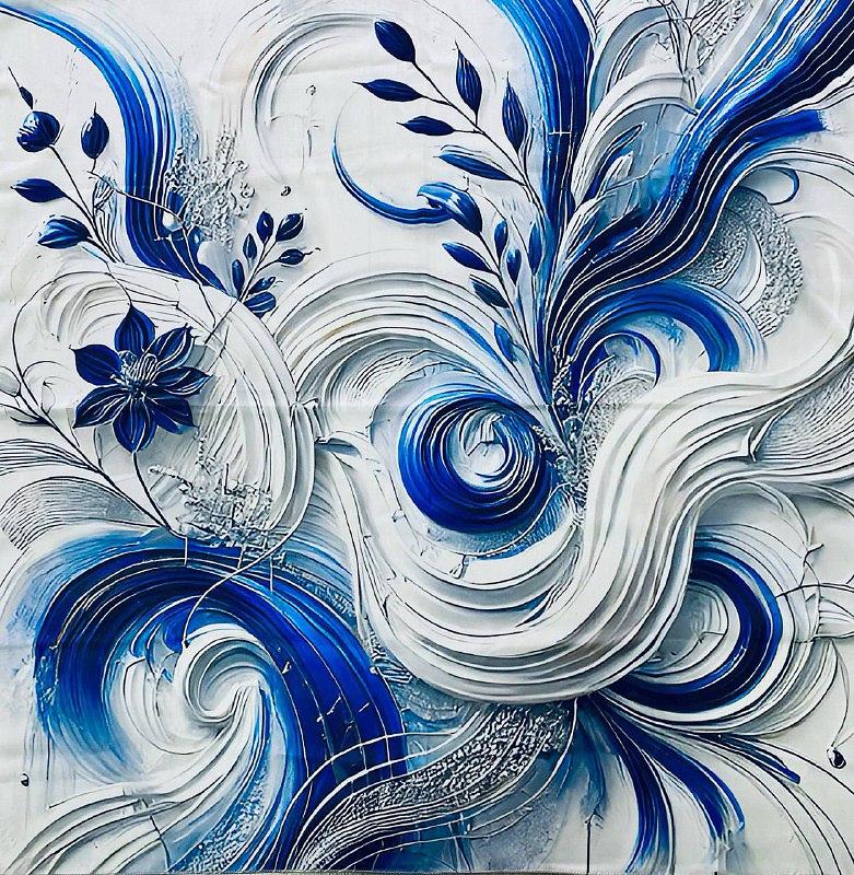 Дизайнерский платок - абстрактная Гжель