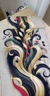 Дизайнерский платок - абстрактная Хохлома